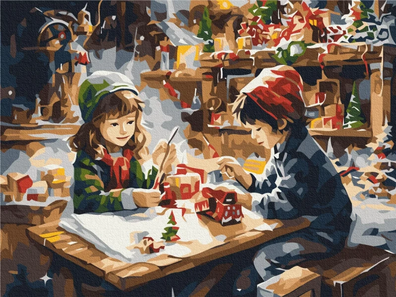 Картина за номерами Помічники Санти 30x40 Brushme