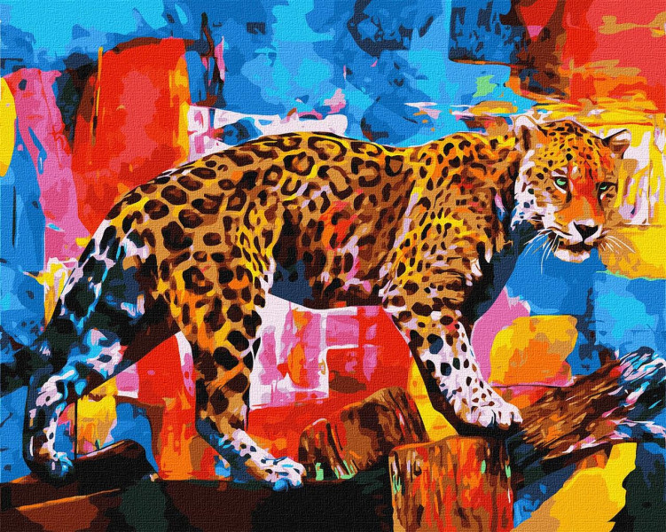 Картина по номерам " Яскравий леопард" Ideyka 40x50 см