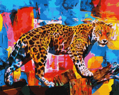 Картина по номерам " Яскравий леопард" Ideyka 40x50 см