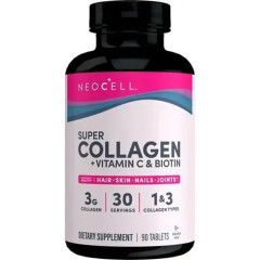Колаген + вітамін С та біотин, Collagen, + Vitamin C &amp; Biotin, NeoCell, супер, 90 таблеток