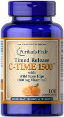 Вітамін C 1500 мг з екстрактом шипшини з повільним вивільненням Puritan's Pride (Vitamin C with Rose Hips Timed Release) 100 таблеток