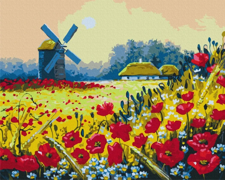Преміум картина за номерами Макове поле Brushme 40x50