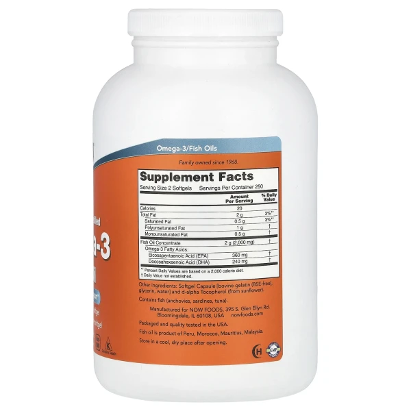Рыбий жир с омега-3 NOW Foods (Omega-3) 1000 мг 500 капсул