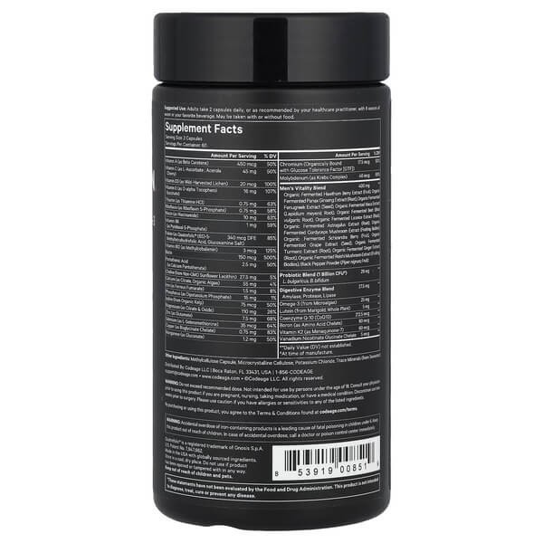 Ферментированные мультивитамины для мужчин Codeage (Men's Fermented Multivitamin) 120 растительных капсул