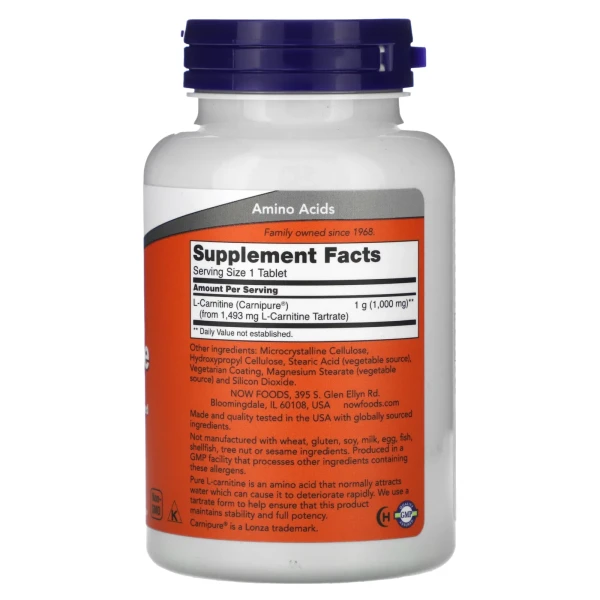 Л-Карнітин Now Foods (L-Carnitine) 1000 мг 50 таблеток