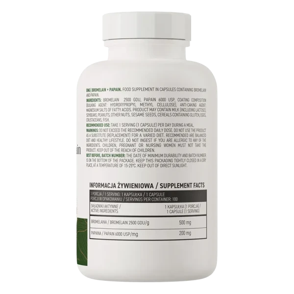 Бромелайн Ostrovit + Папаїн Bromelain + Papain 100 капсул