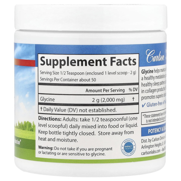 Глицин в порошке Carlson (Glycine Powder) 100 г
