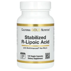 California Gold Nutrition, стабілізована R-ліпоєва кислота з Na-RALA Bio-Enhanced® і біотином, 120 вегетаріанських капсул