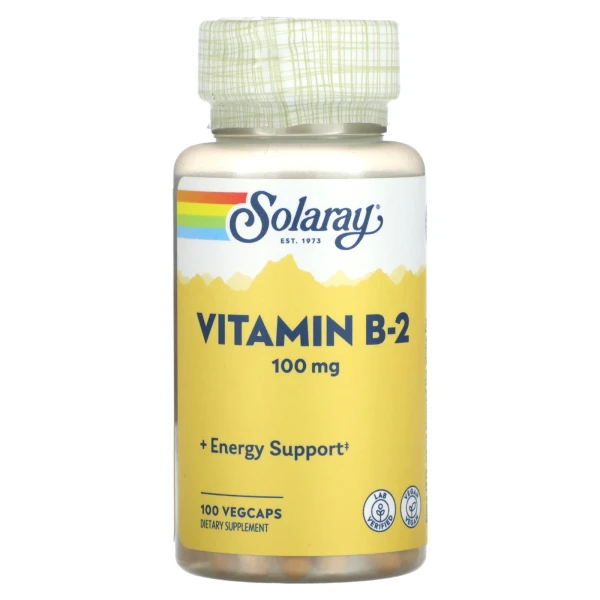 Solaray, вітамін B2, 100 мг, 100 капсул VegCap