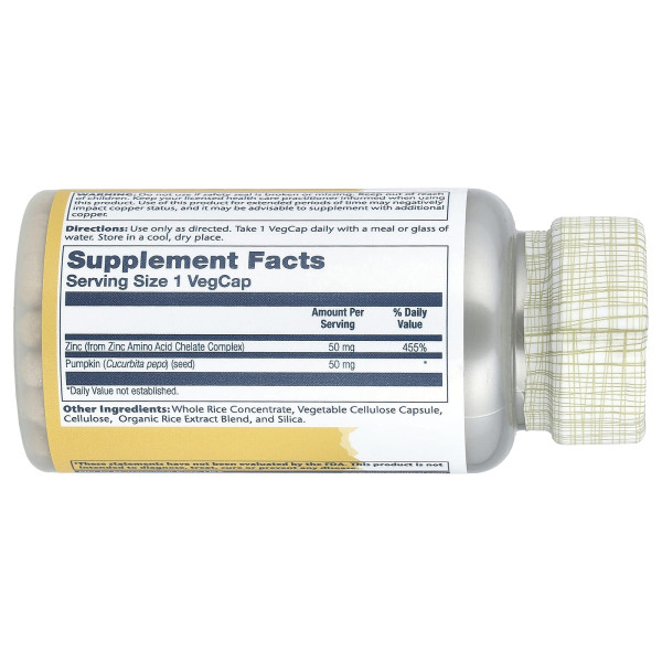 Цинк Solaray (Zinc Amino Acid Chelate) 50 мг 100 капсул