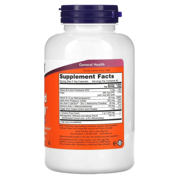 Підтримка щитовидної залози NOW Foods (Thyroid Energy) 180 рослинних капсул