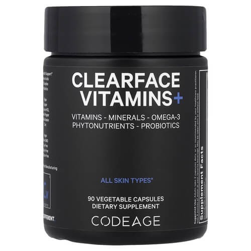 Вітаміни для шкіри Codeage (Clearface Vitamins+) 90 рослинних капсул