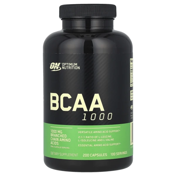 Optimum Nutrition, BCAA 1000, 200 капсул (500 мг у капсулі)