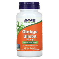 Гінкго Білоба Now Foods (Ginkgo Biloba) 60 мг 60 капсул