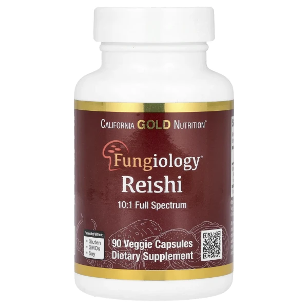 Грибы рейши California Gold Nutrition (Reishi Fungiology) 600 мг 90 капсул