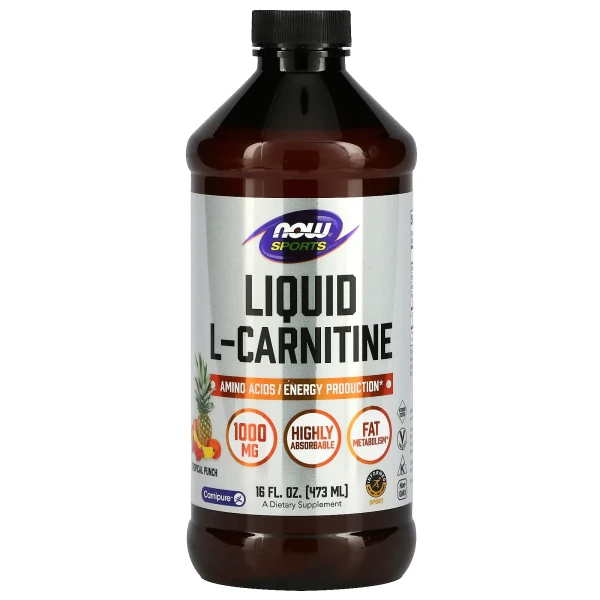 Л-Карнітин рідкий Now Foods (L-Carnitine) 1000 мг 473 мл з тропічним смаком