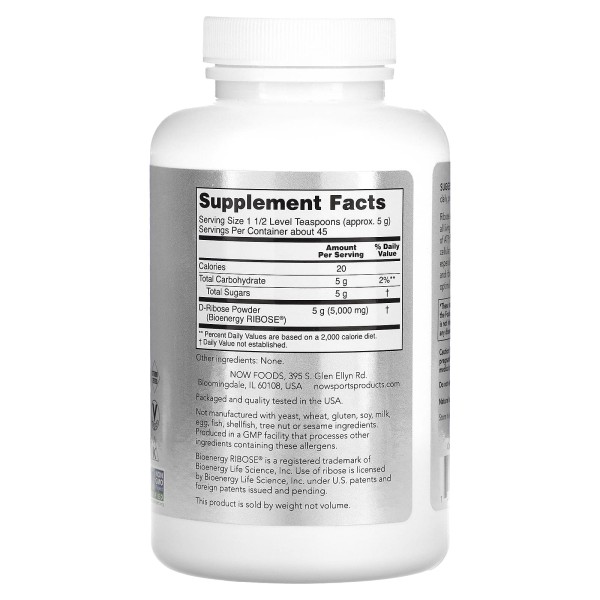 Порошок Д-Рибози Now Foods (D-Ribose Powder) 227 г