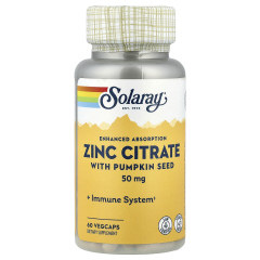 Цинк Solaray (Zinc Citrate) 50 мг 60 капсул