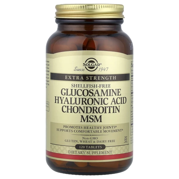 Глюкозамін гіалуронова кислота хондроїтин і МСМ Solgar (Glucosamine Hyaluronic Acid Chondroitin MSM) 120 таблеток