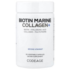 Морський колаген з біотином Codeage (Biotin Marine Collagen+) 120 рослинних капсул