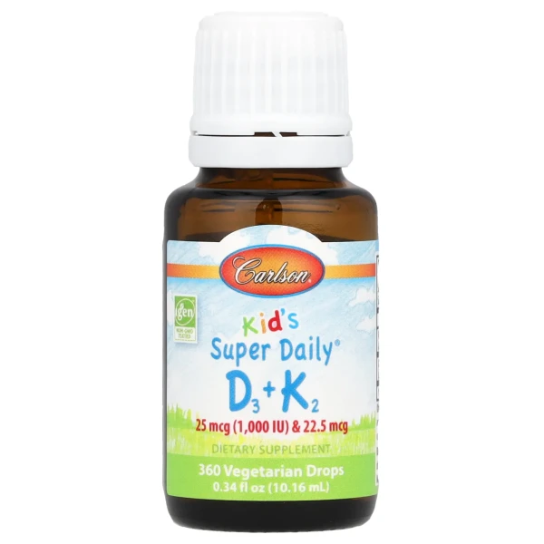 Витамины для детей D3+K2 Carlson (Kid's Super Daily D3+K2) 1000 МЕ/22.5 мкг 10.16 мл