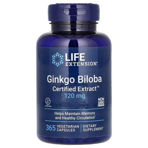 Гинкго Билоба сертифицированный экстракт Life Extension (Gingko Biloba) 120 мг 365 капсул