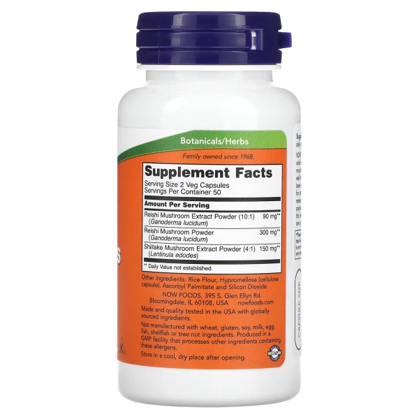Гриби рейші Now Foods (Rei-Shi mushrooms) 270 мг 100 капсул
