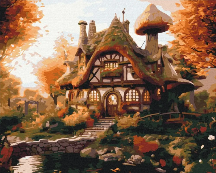 Картина за номерами Осінній будиночок  Brushme 48x60