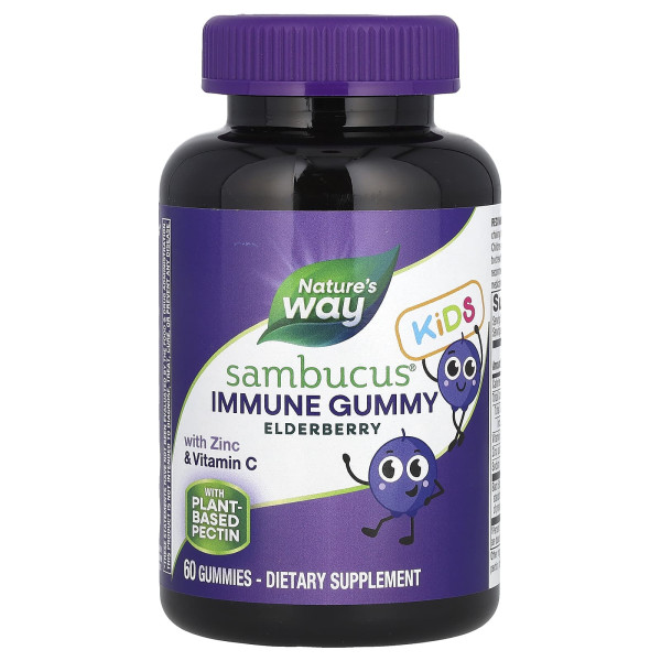 Nature's Way, Sambucus, стандартизована бузина для дітей, 60 жувальних таблеток
