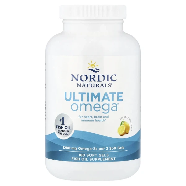 Nordic Naturals, Ultimate Omega®, лимон, 180 капсул (640 мг на капсулу)
