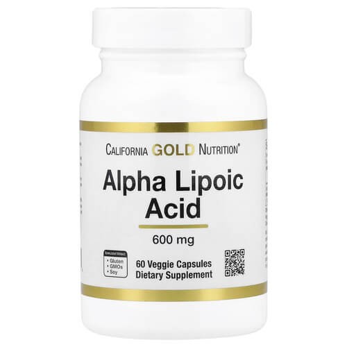 Альфа-липоевая кислота 600 мг California Gold Nutrition (Alpha Lipoic Acid) 60 растительных капсул
