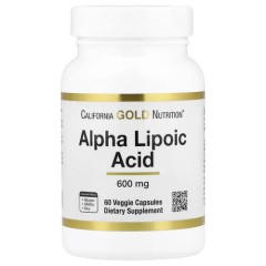 Альфа-липоевая кислота 600 мг California Gold Nutrition (Alpha Lipoic Acid) 60 растительных капсул