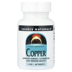 Мідь 3 мг Source Naturals (Copper) 60 таблеток