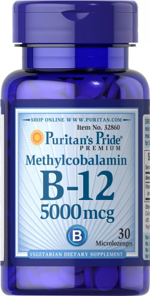 Вітамін В12 (метилкобаламін) Puritan's Pride (Methylcobalamin Vitamin B-12) 5000 мкг 30 мініледенцов
