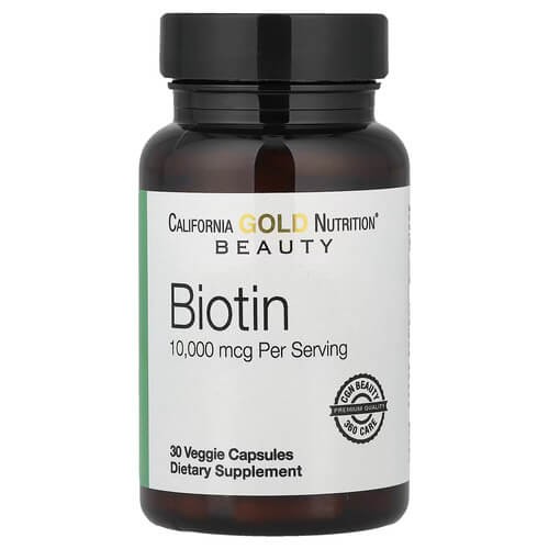 Биотин 10,000 мкг California Gold Nutrition (Biotin) 30 растительных капсул