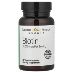 Біотин 10,000 мкг California Gold Nutrition (Biotin) 30 рослинних капсул