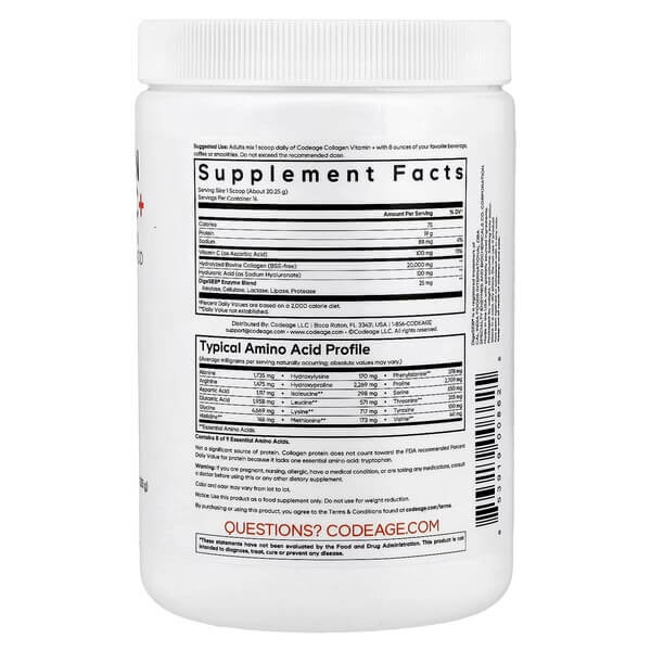 Колаген з вітаміном C+ Codeage (Collagen Vitamin C+) 283 г без смаку
