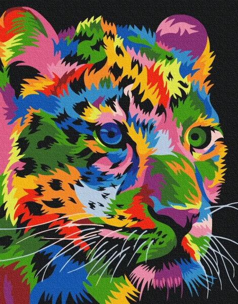 Картина за номерами Плямистий леопард різнокольоровий Brushme 48x60