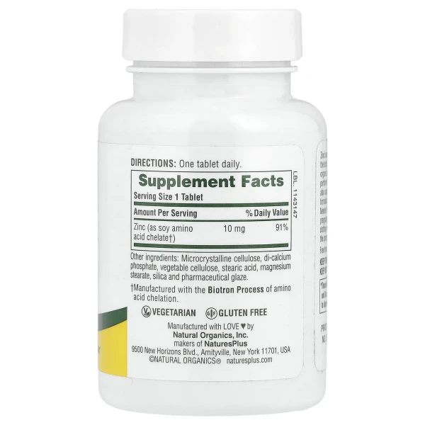Цинк Nature's Plus (Zinc) 10 мг 90 таблеток