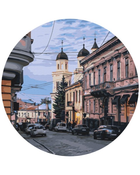 Картина по номерам круглая Черновицкая улочка © Oksana Ermoshenko 40 х 40 Brushme