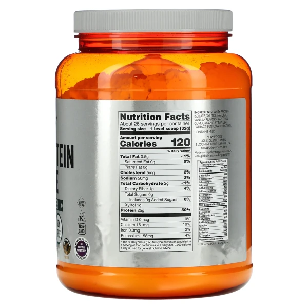 Ізолят сироваткового протеїну NOW Foods (Whey Protein Isolate) 816 г зі смаком кремової ванілі