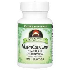 Вітамін B-12 метилкобаламін 1 мг Source Naturals (Vitamin B-12 MethylCobalamin) 60 льодяників зі смаком вишні