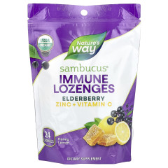 Бузина з органічним цинком Nature's Way (Elderberry with Zinc) 24 льодяники зі смаком мед-лимон