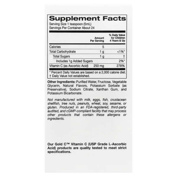 Жидкий витамин C для детей California Gold Nutrition (Children's Liquid Vitamin C Gold) 118 мл со вкусом апельсина
