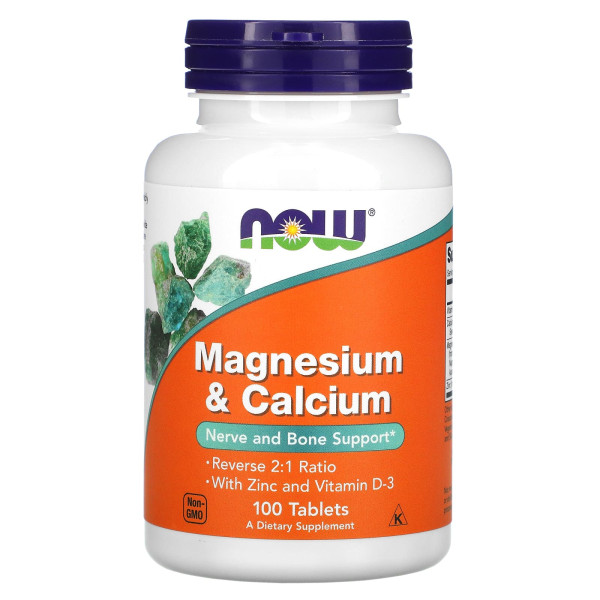 Магній та кальцій Now Foods (Magnesium and Calcium) 800 мг/400 мг 100 таблеток