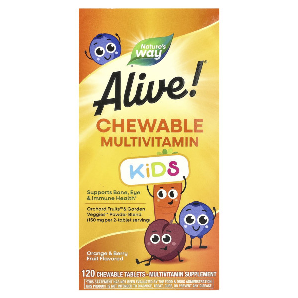 Мультивитамины для детей Nature's Way (Multi-vitamin for children) 120 жевательных таблеток со вкусом апельсина и ягод