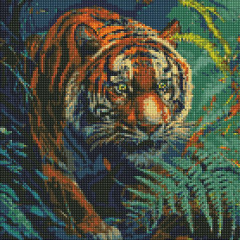 Алмазна мозаїка/вишивка Тигр у квітах 40x40 Ideyka