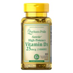Витамин D3 25 мкг (1000 МЕ) Puritan's Pride (Vitamin D3) 100 капсул