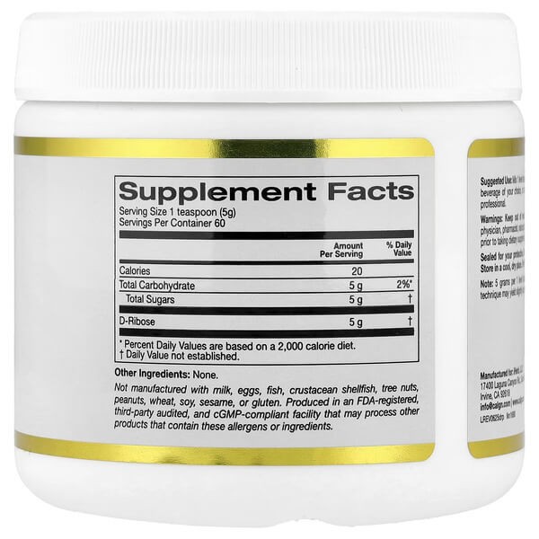 D-рибоза California Gold Nutrition (D-Ribose Powder) 300 г