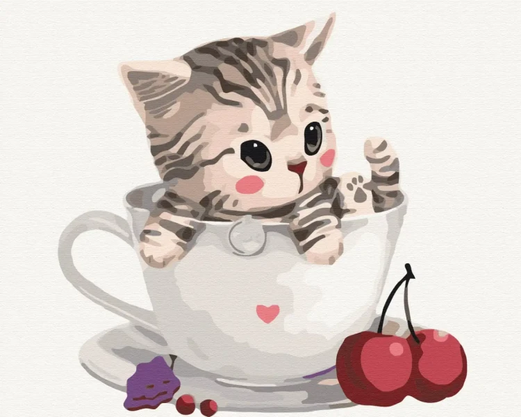 Картина за номерами Котик в чашці  Brushme 48x60
